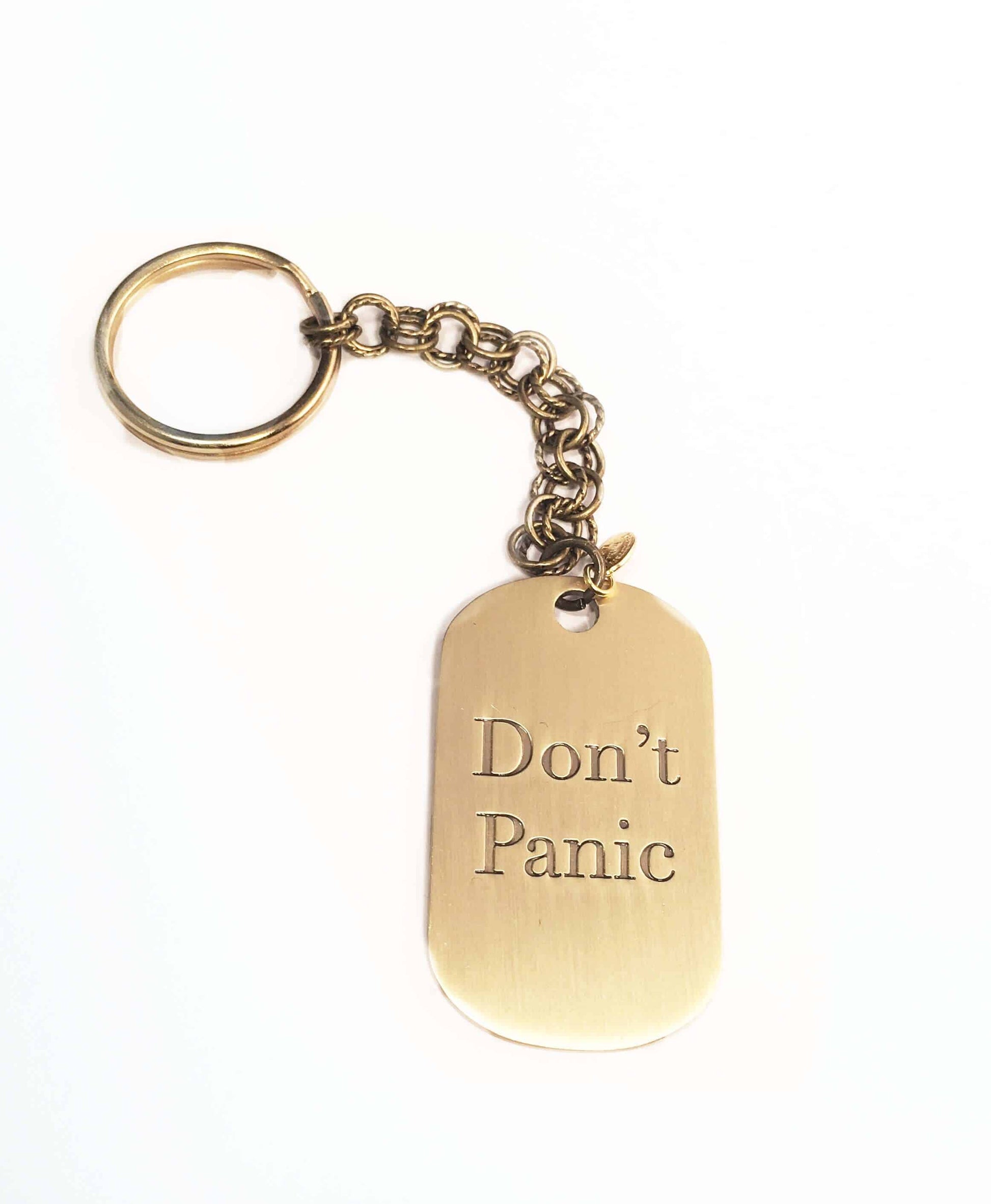 Don't Panic keychain