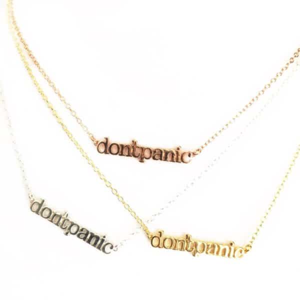 gold chain necklace, don't panic, graduation gift, hoilday reminder