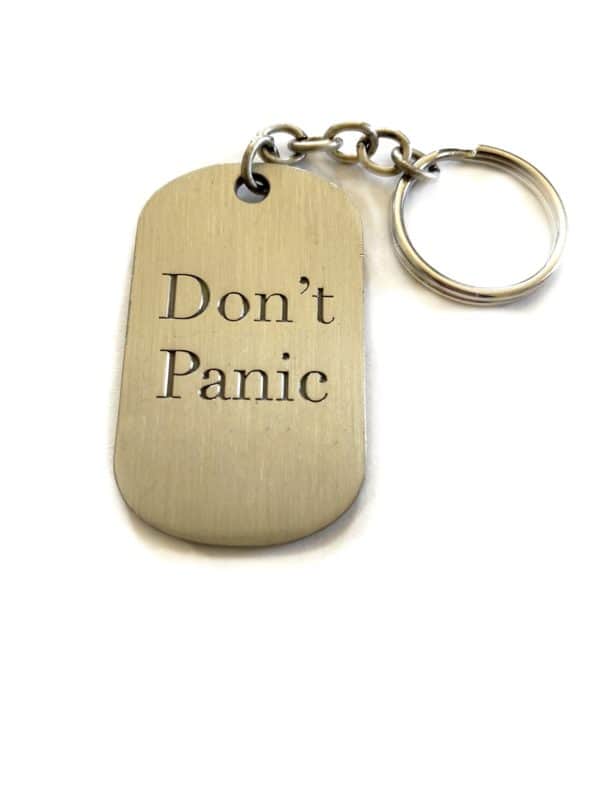 Simply Eartha Don't Panic keychain